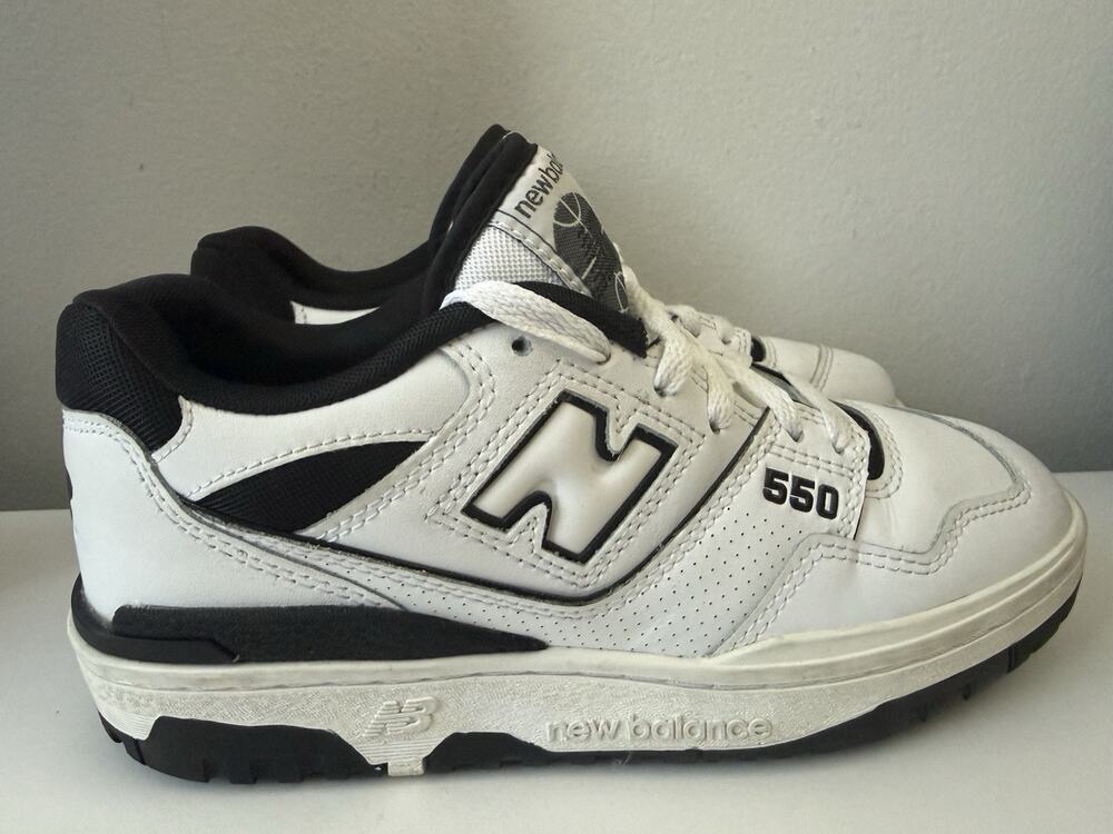 Size 4.5 Big Kids - New Balance 550 - White / Black / Raincloud - BB550HA1